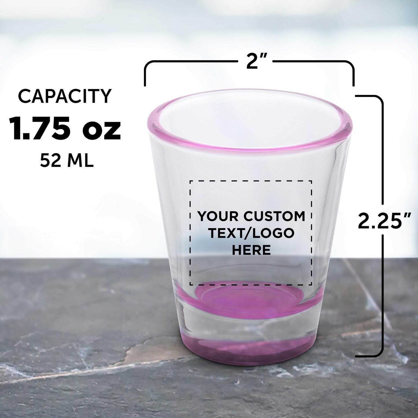 Optima Custom 1.75 oz Shot Glasses - Set of 100 for Events