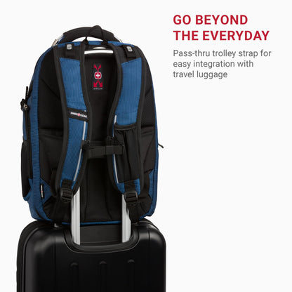 Optima Tech Elite 16” Laptop Backpack - USB, Travel-Ready, Black/Blue