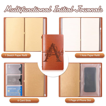 Optima Premium Leather Travel Journal - Monogrammed Refillable Diary