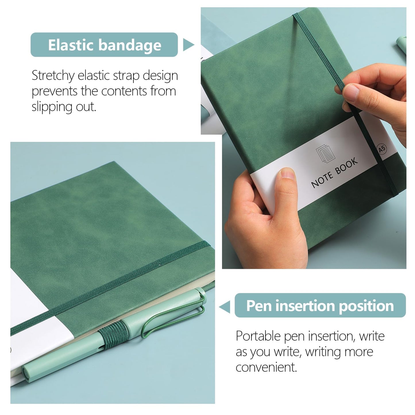 Optima Personalized A5 PU Leather Journal - 200 Lined Pages, Black