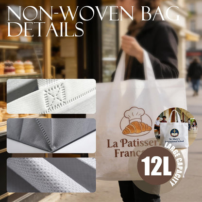 Optima Premium Non-Woven Tote Bag - 15” x 12” x 4” for Events