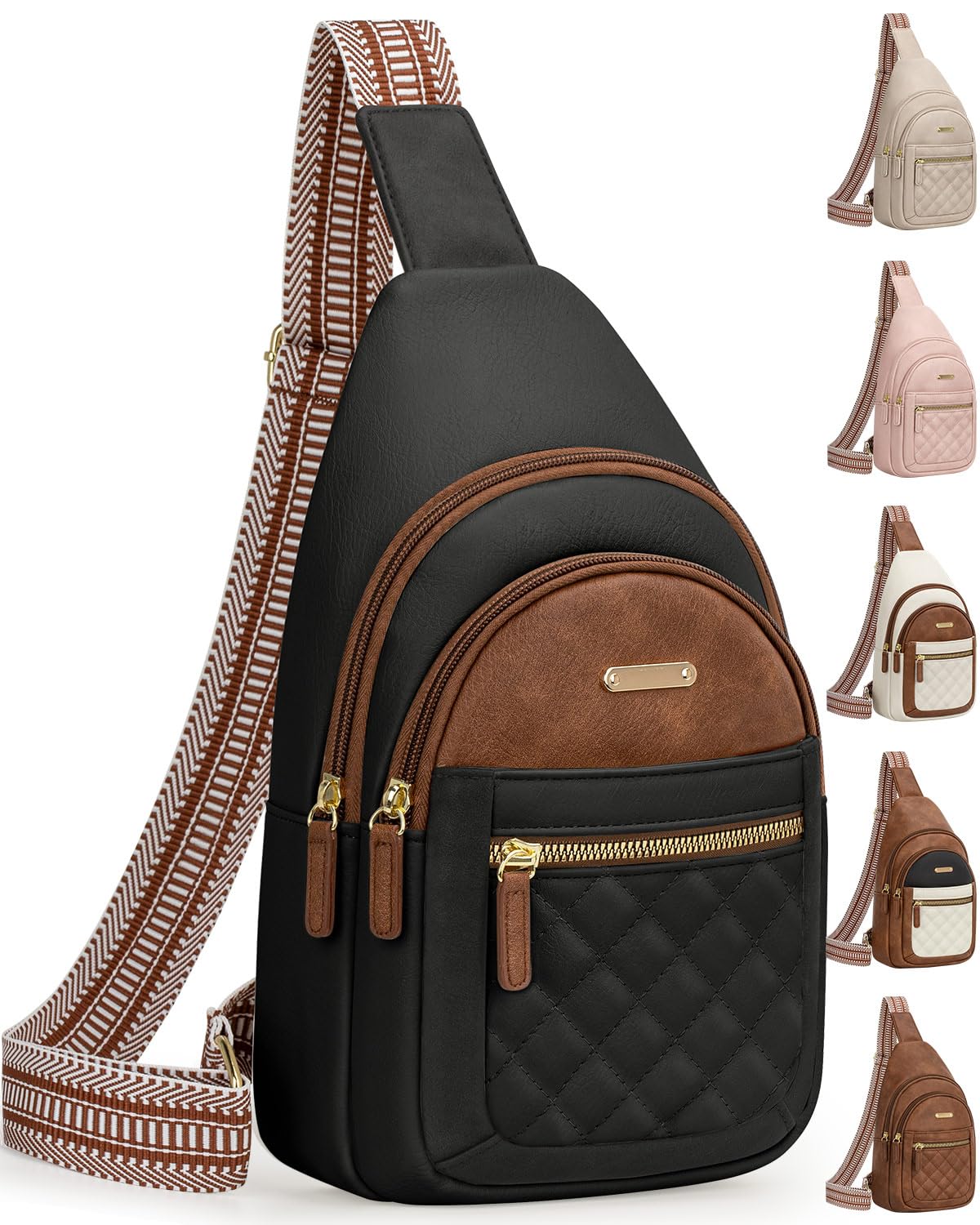 Optima Premium Crossbody Bag - Medium Beige & Brown Design