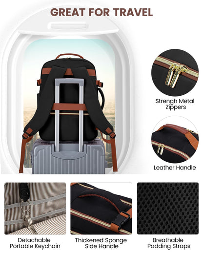 Optima Premium Laptop Backpack - 15.6", Black-Brown, Durable Design