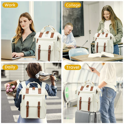 Optima Premium 15.6" Laptop Backpack for Women - Beige-Brown