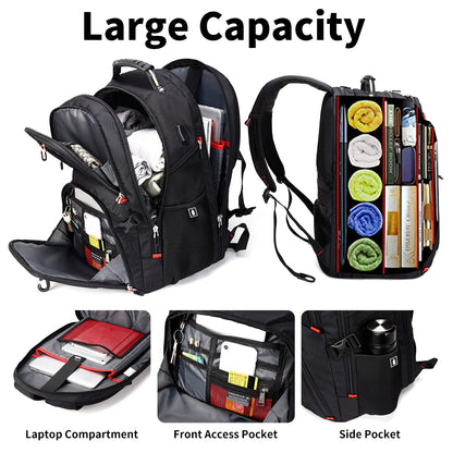 Optima Premium 50L Travel Laptop Backpack - USB Charging, Fits 17''
