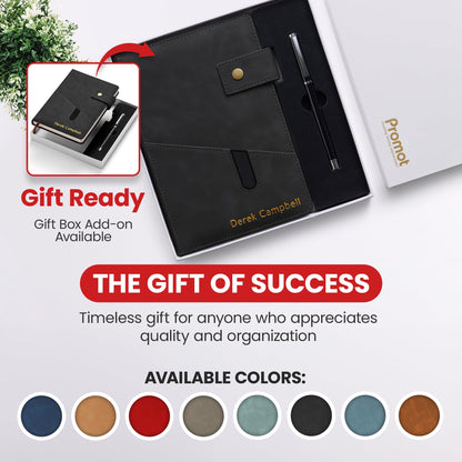 Optima Premium A5 Leather Bound Journal - Custom Embossed Notebook