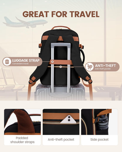 Optima Premium Travel Backpack - Large Beige-Black Carry-On