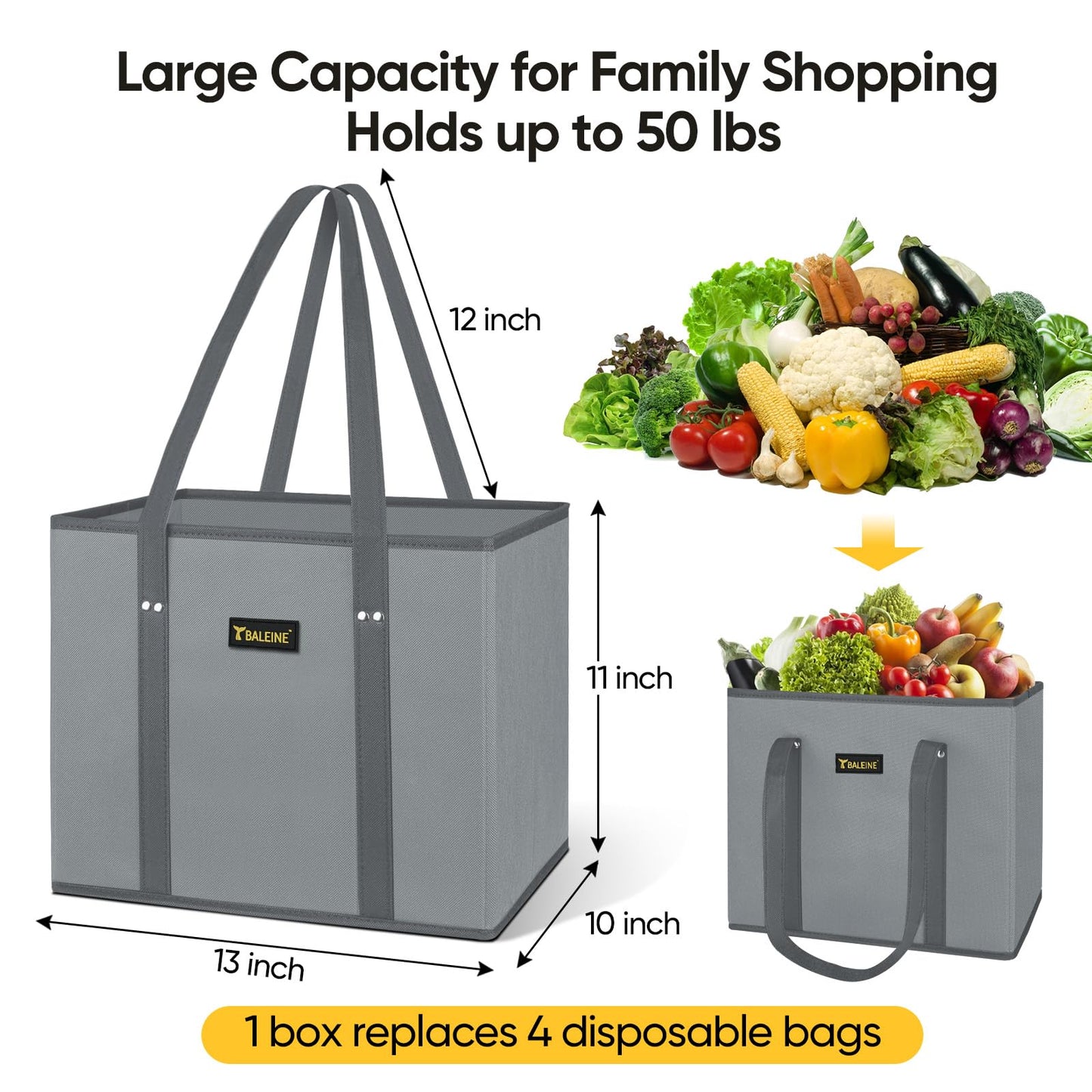 Optima Premium Foldable Grocery Tote - Reinforced Bottom & Handles