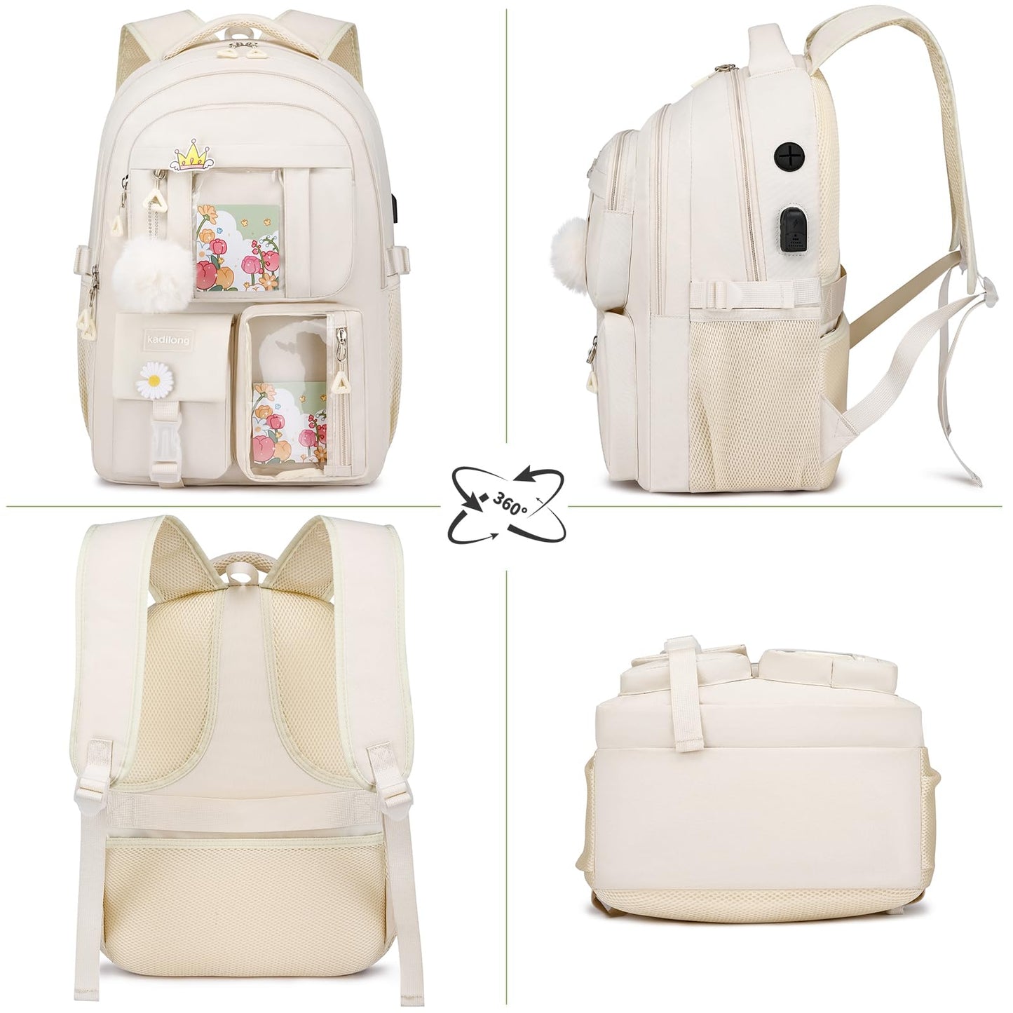 Optima Aesthetic School Backpack for Teen Girls - Stylish Laptop Bag