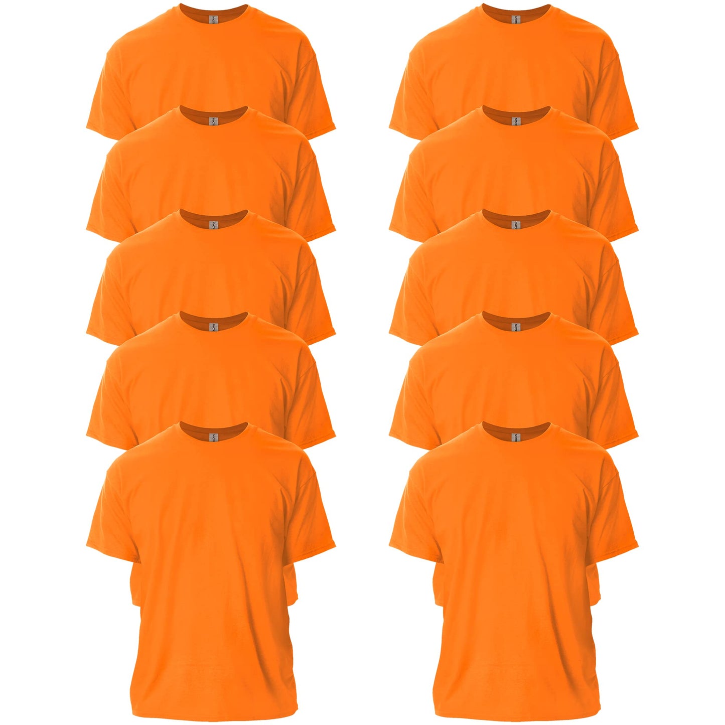 Optima Premium Ultra Cotton T-Shirt - Safety Orange, Medium, 10-Pack