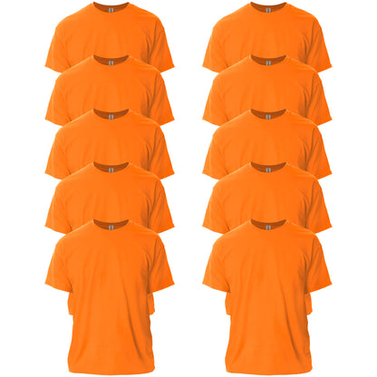 Optima Premium Ultra Cotton T-Shirt - Safety Orange, Medium, 10-Pack