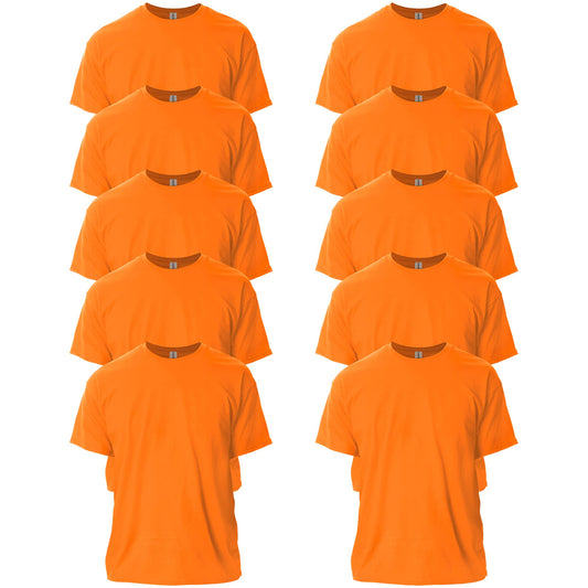 Optima Premium Ultra Cotton T-Shirt - Safety Orange, Medium, 10-Pack