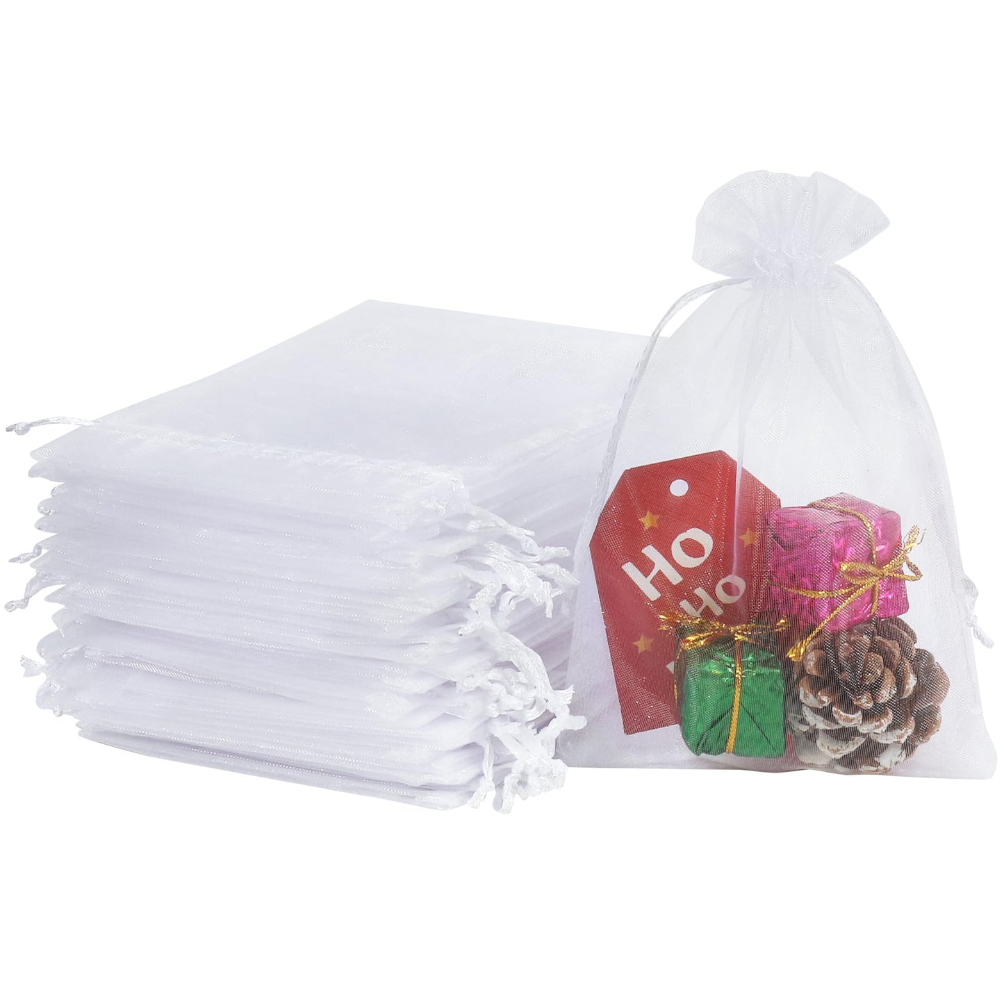 Optima Premium White Organza Drawstring Bags - 4"x6" Wedding Favors