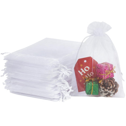 Optima Premium White Organza Drawstring Bags - 4"x6" Wedding Favors