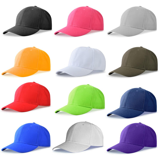 Optima Unisex Adjustable Baseball Caps - 12 Pack Assorted Colors