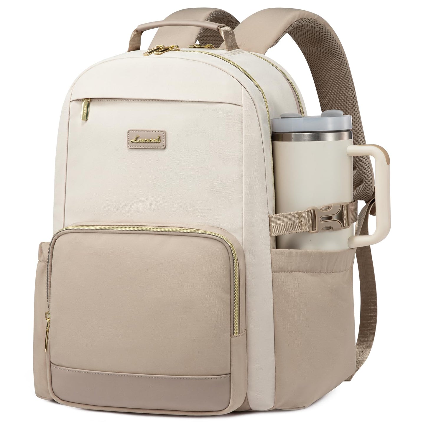 Optima Premium Laptop Backpack - 15.6 Inch, Beige Khaki, Travel Ready