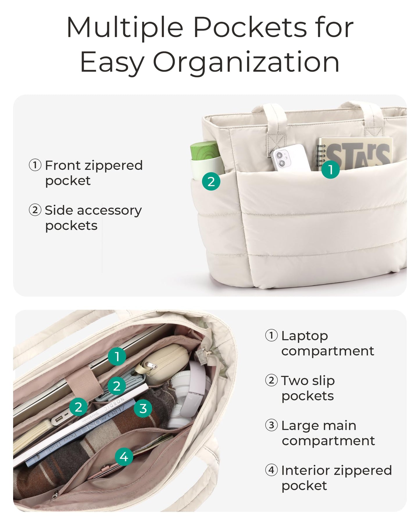 Optima Premium Lightweight Puffy Tote Bag - Versatile for Travel & Gym