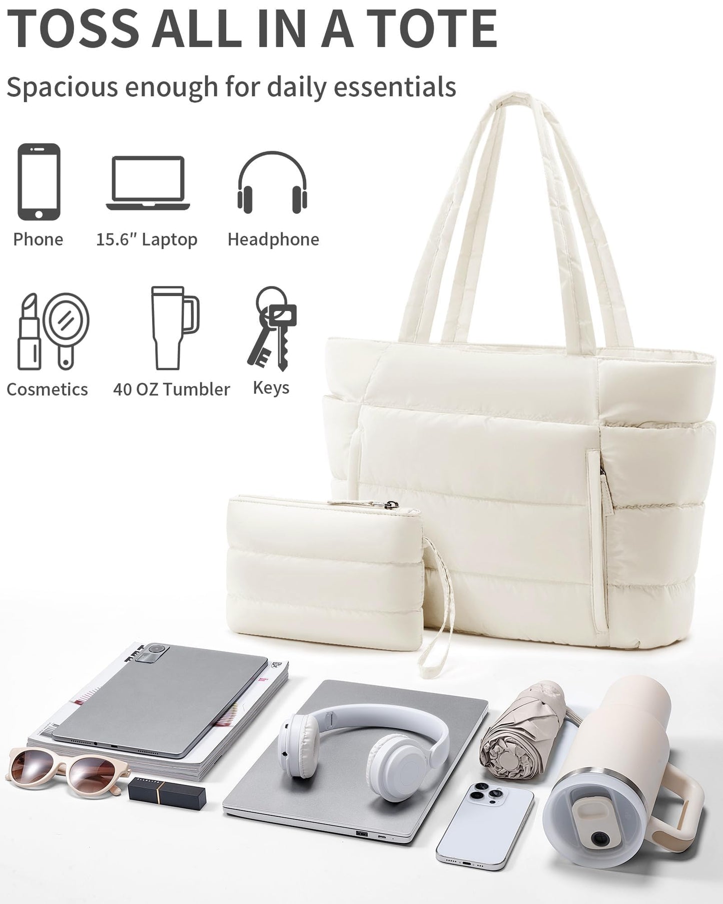 Optima Lightweight Quilted Tote Bag - Stylish Work & Travel Companion