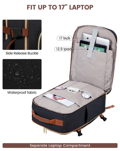 Optima Premium Laptop Backpack - 15.6", Black-Brown, Durable Design