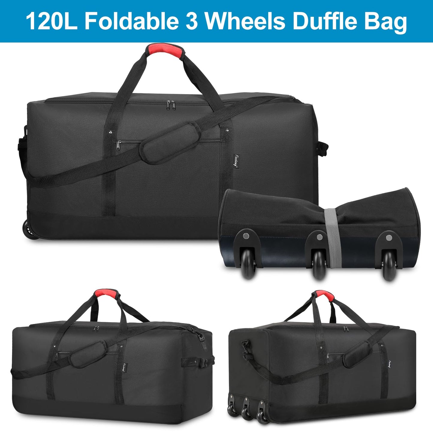 Optima Premium 120L Rolling Duffel Bag - Lightweight & Durable