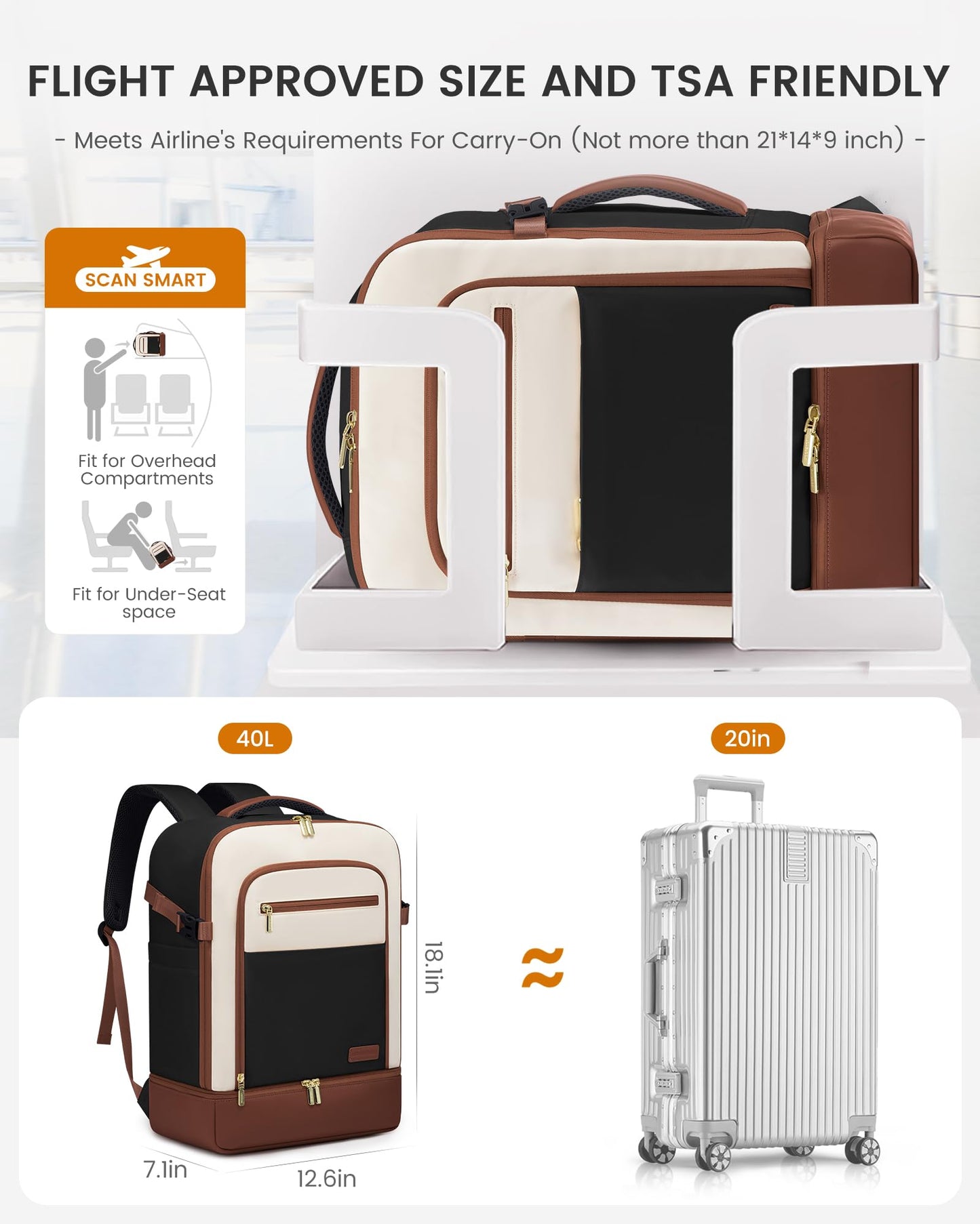 Optima Premium Travel Backpack - 40L with Shoe Compartment