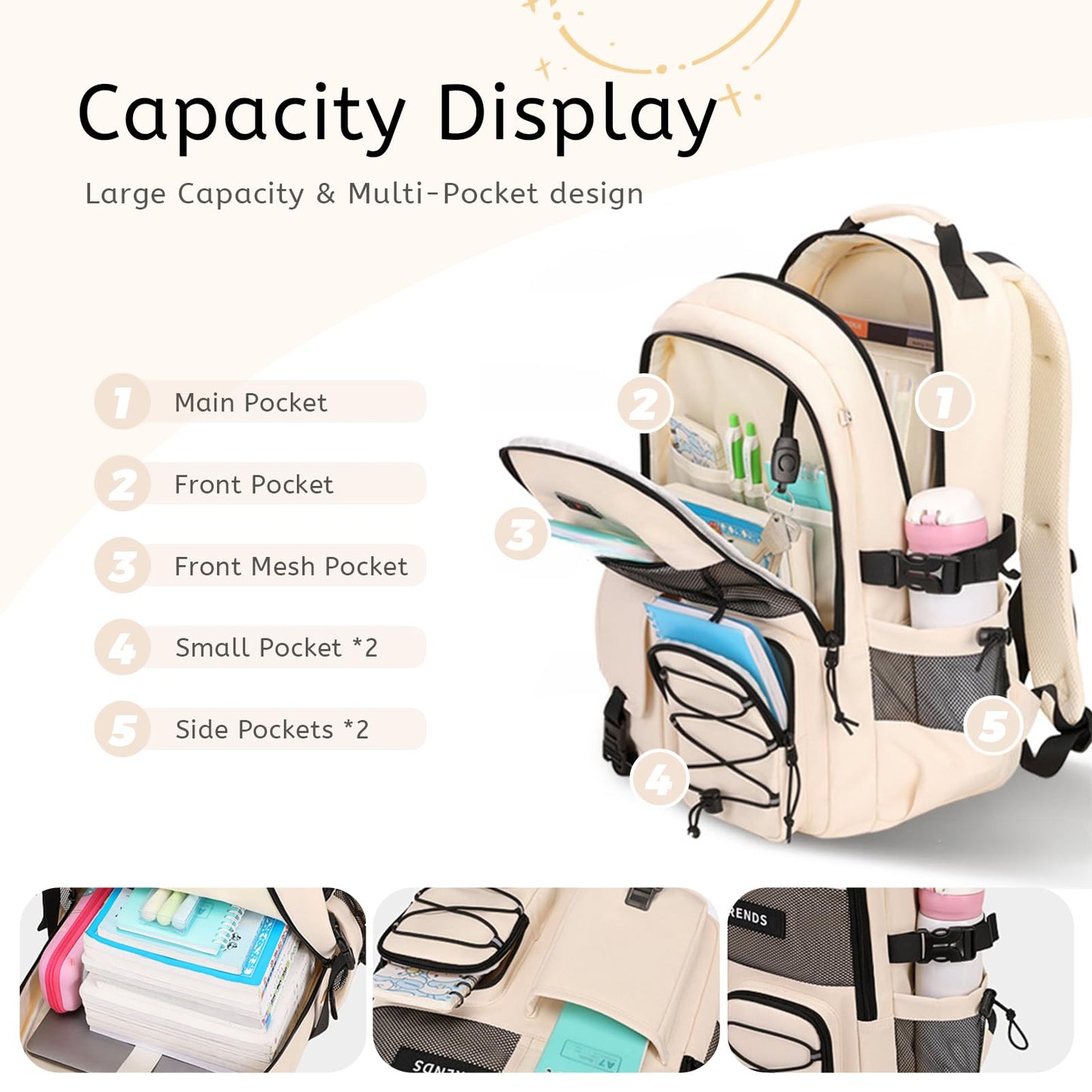 Optima Multi-Pocket Water Resistant Backpack for 15.6" Laptop
