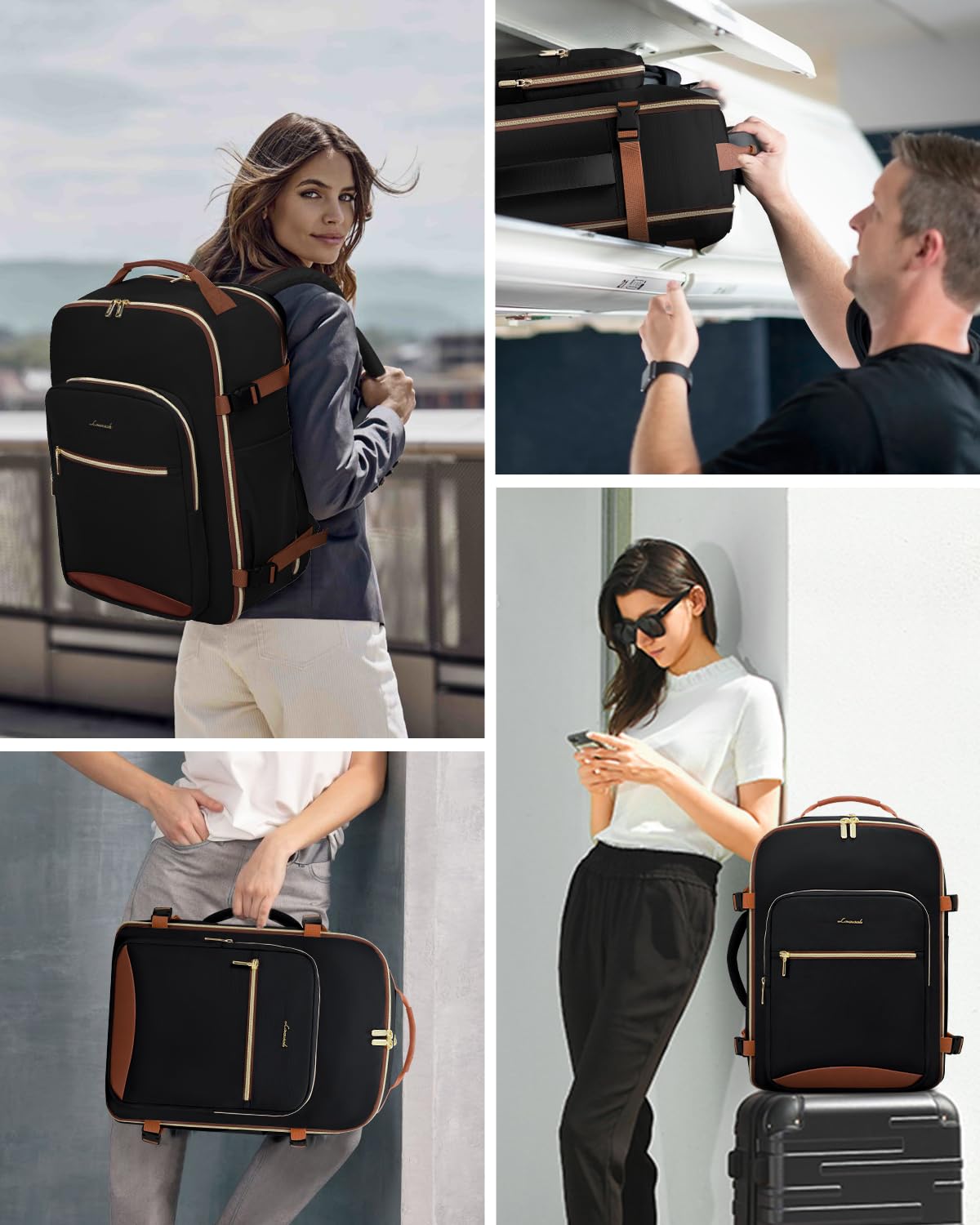 Optima Premium Laptop Backpack - 15.6", Black-Brown, Durable Design