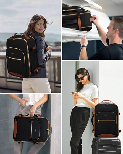 Optima Premium Laptop Backpack - 15.6", Black-Brown, Durable Design