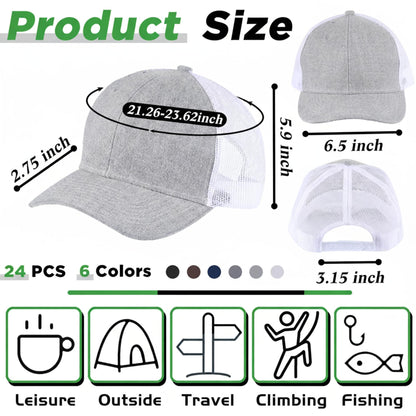 Optima Premium Adjustable Trucker Hat - 24 Pcs Blank Mesh Caps
