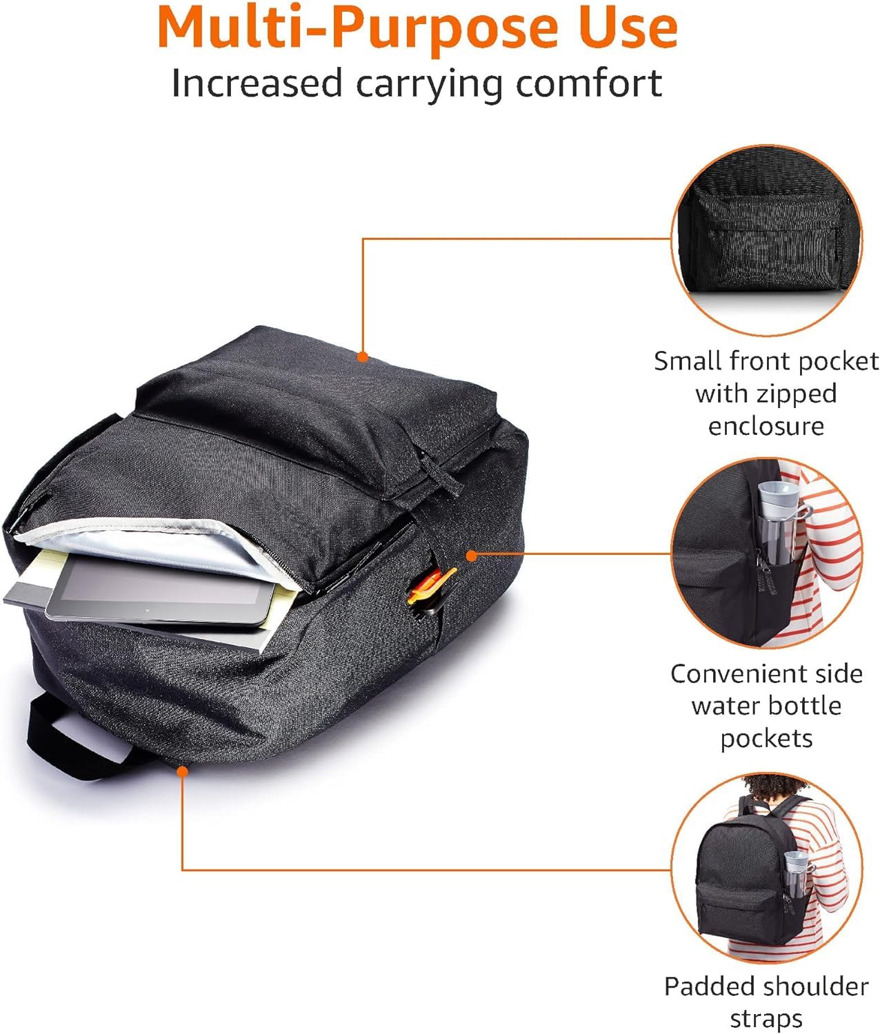Optima Classic 21L Backpack - Durable Black Design for Everyday Use