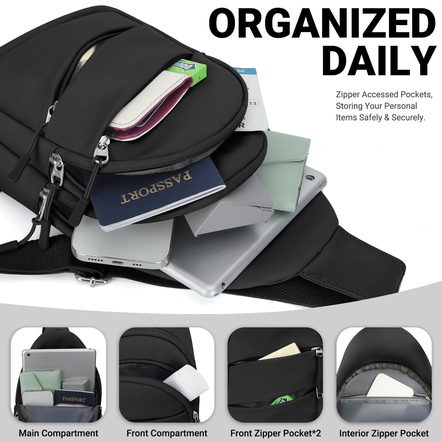 Optima Lightweight Anti-Theft Crossbody Backpack - Medium Size