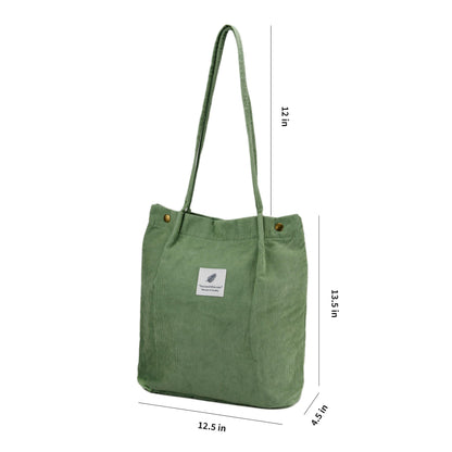 Optima Premium Corduroy Tote Bag - Large Matcha Green for Travel & Work