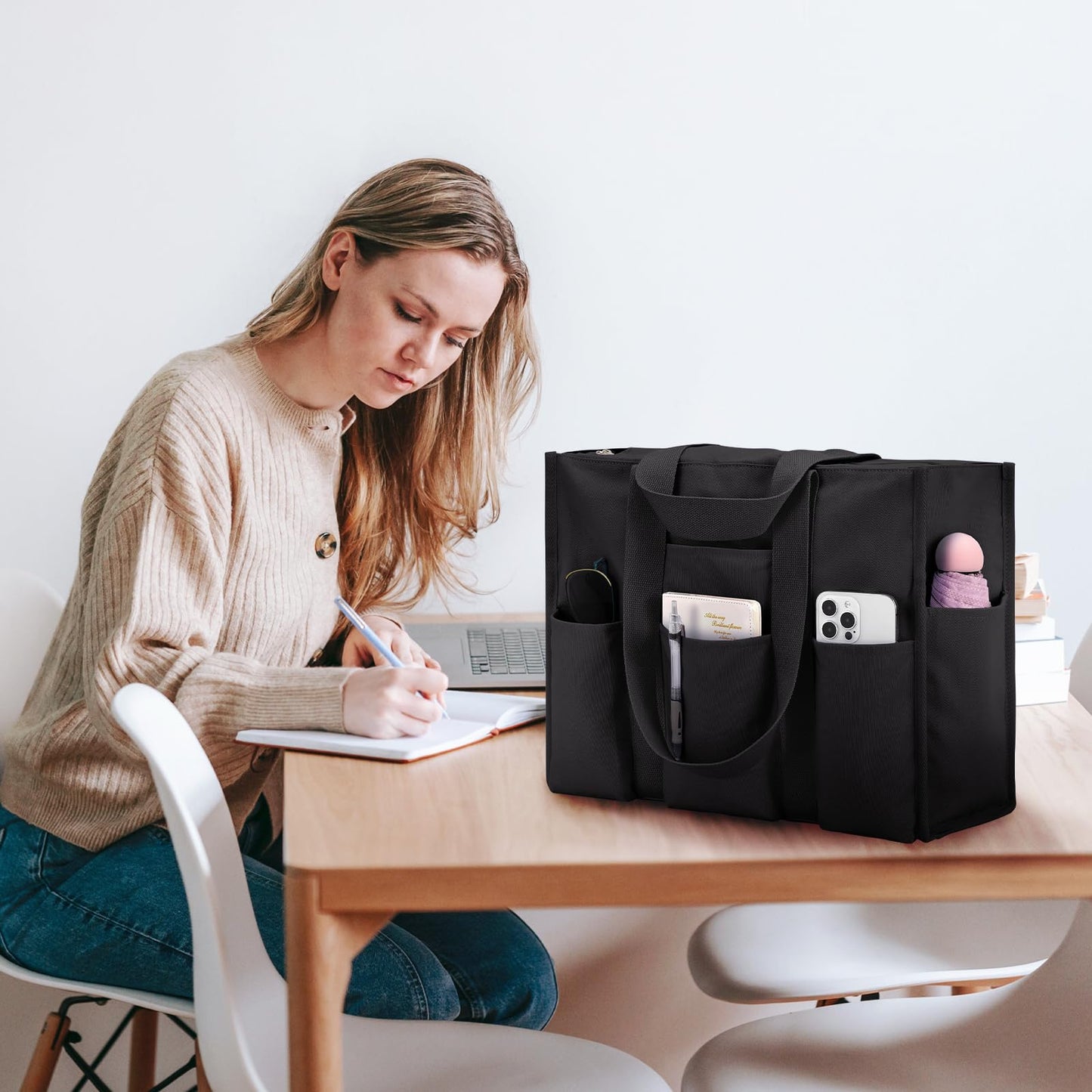 Optima Premium Waterproof Large Tote Bag - 12 Pocket Utility Design