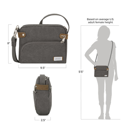 Optima Anti-Theft Heritage Crossbody Bag - Pewter, Stylish & Secure