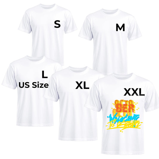 Optima Premium Unisex White T-Shirts - Polyester Sublimation Blanks (5 Pack)