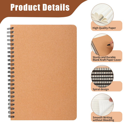Optima Premium A5 Spiral Lined Notebooks - 60 Pack, Kraft Cover