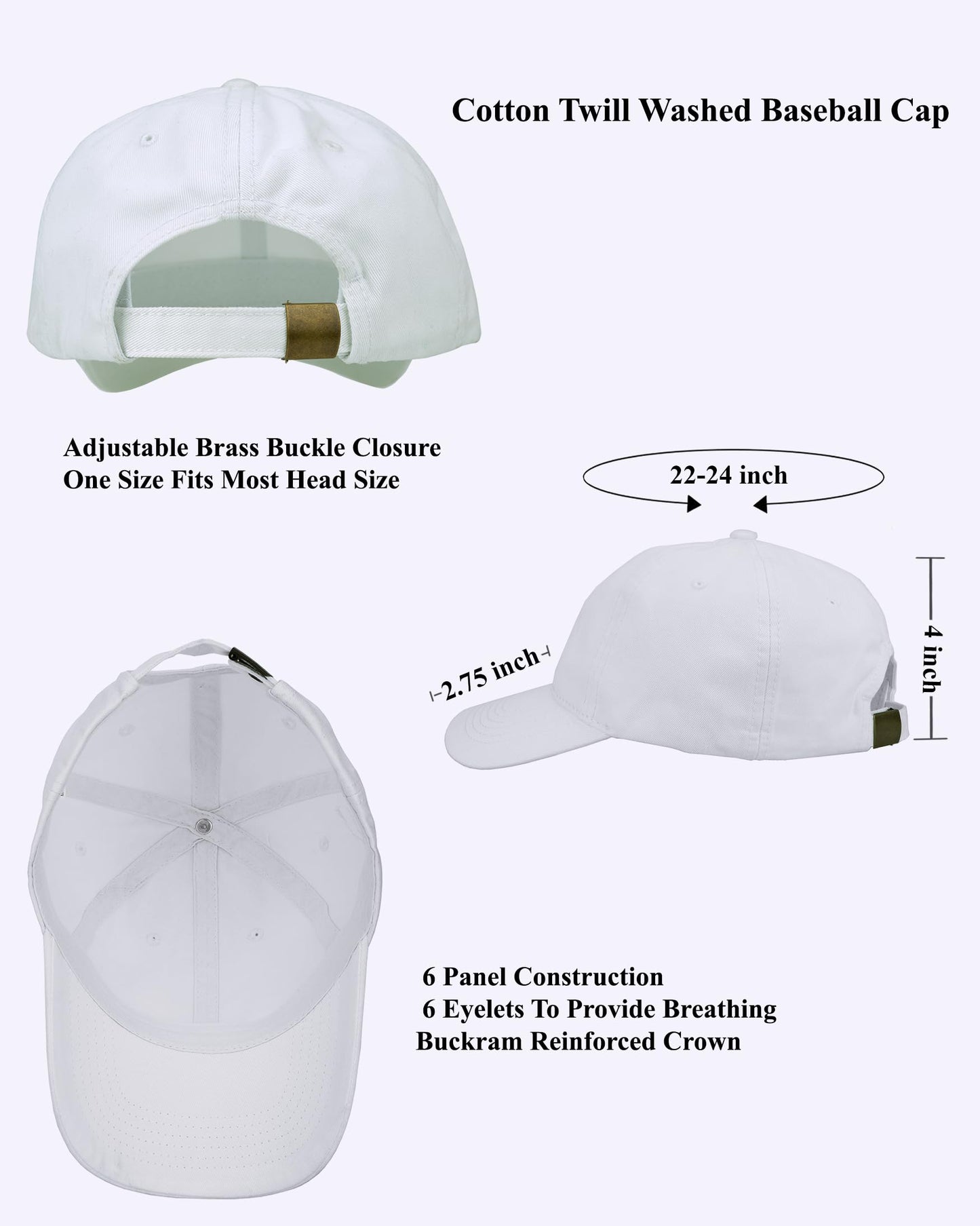 Optima Adjustable Cotton Twill Baseball Cap - Unstructured, Black