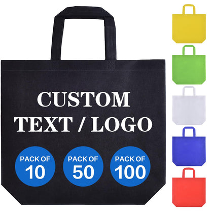 Optima Premium Custom Tote Bags - 100 Pack, Reusable Grocery Bags