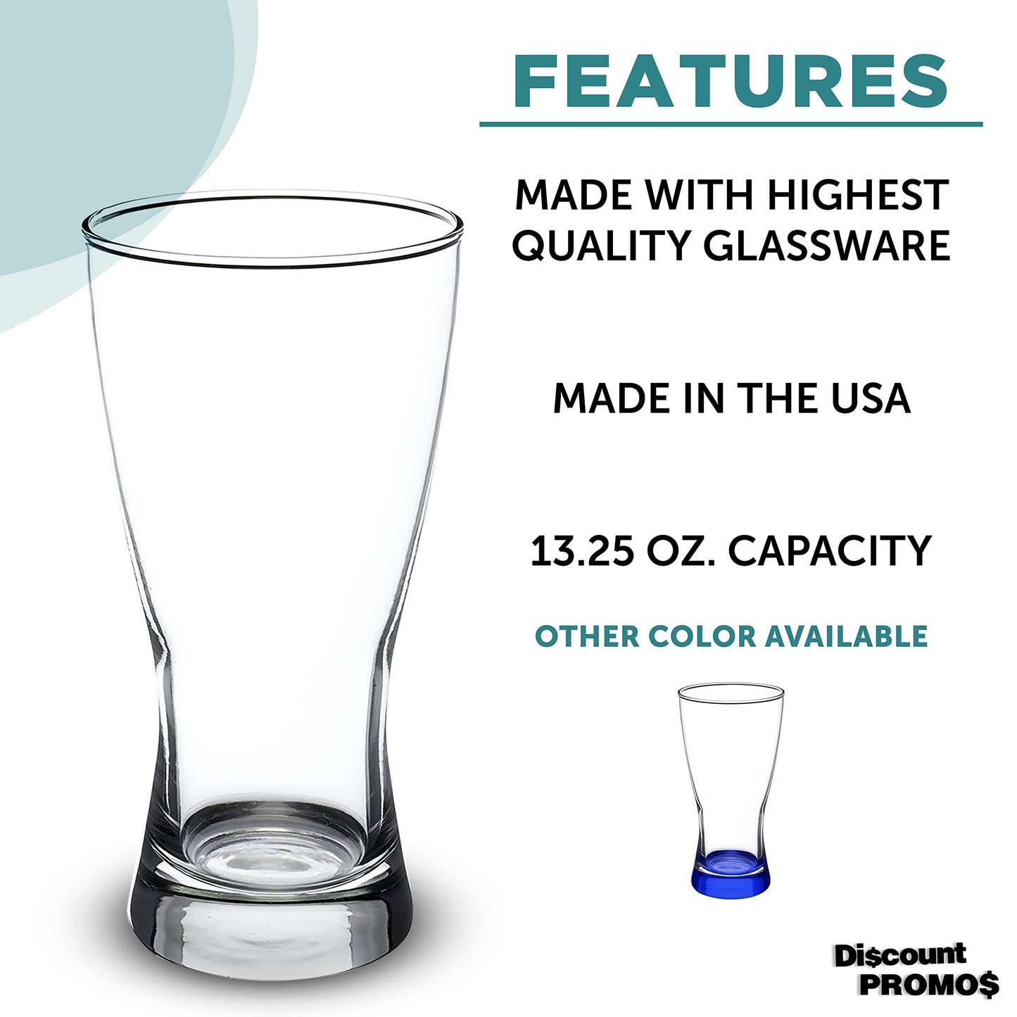 Optima Premium Pilsner Glasses - 13.25 oz, Set of 12, Made in USA