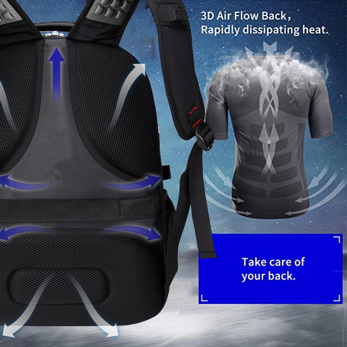 Optima Premium 50L Travel Laptop Backpack - USB Charging, Fits 17''