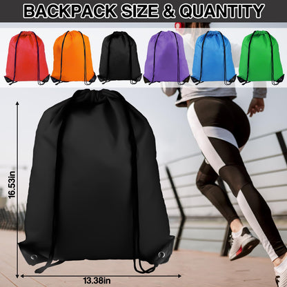Optima Premium Drawstring Backpack - 6 Pack for Sports & Travel