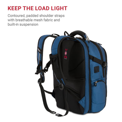Optima Tech Elite 16” Laptop Backpack - USB, Travel-Ready, Black/Blue