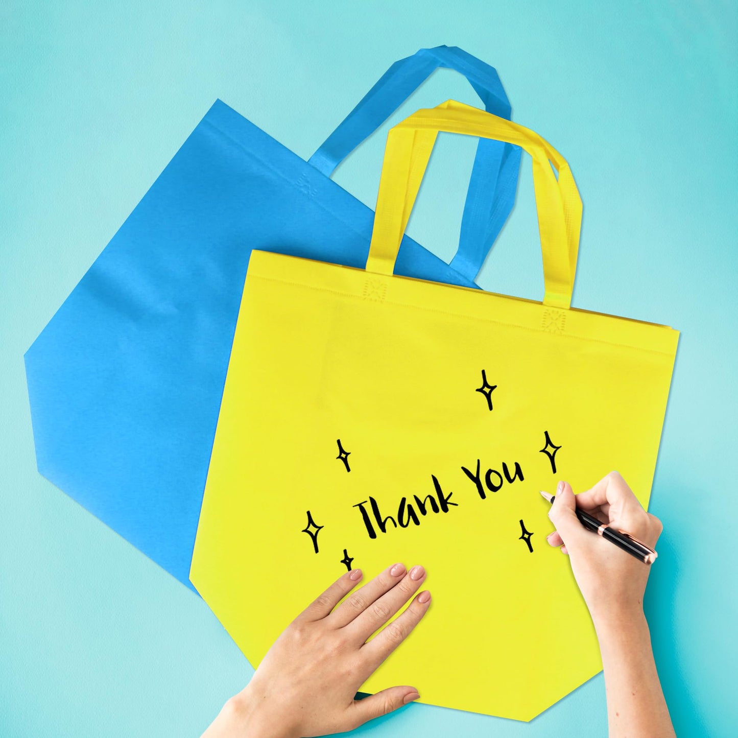 Optima Premium Reusable Tote Bags - 16x6x12 Inch Non-Woven, 50 Pcs