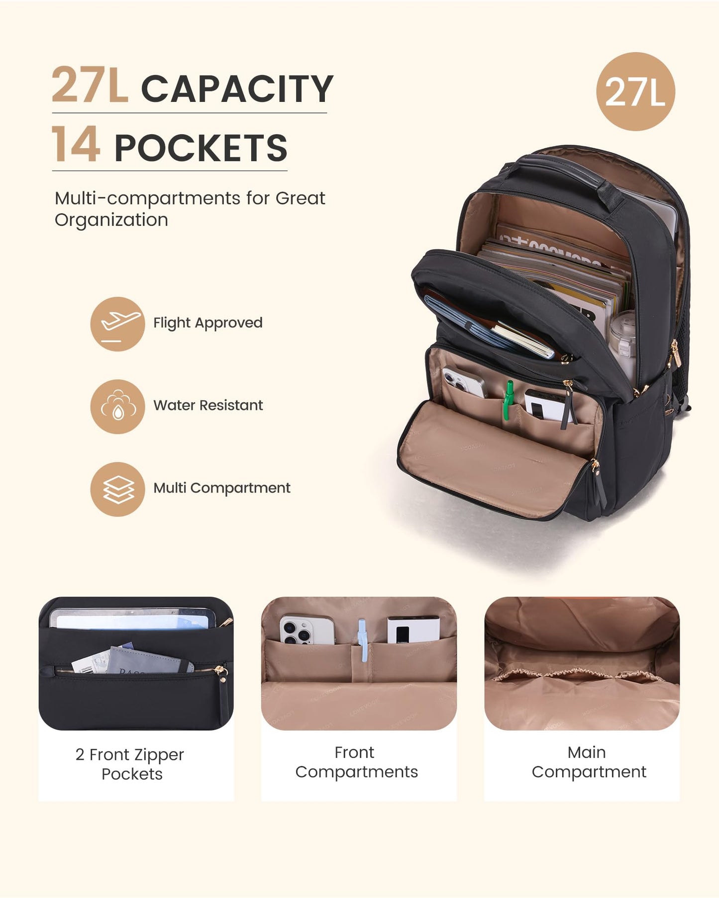 Optima Stylish Laptop Backpack for Women - Durable College Bookbag