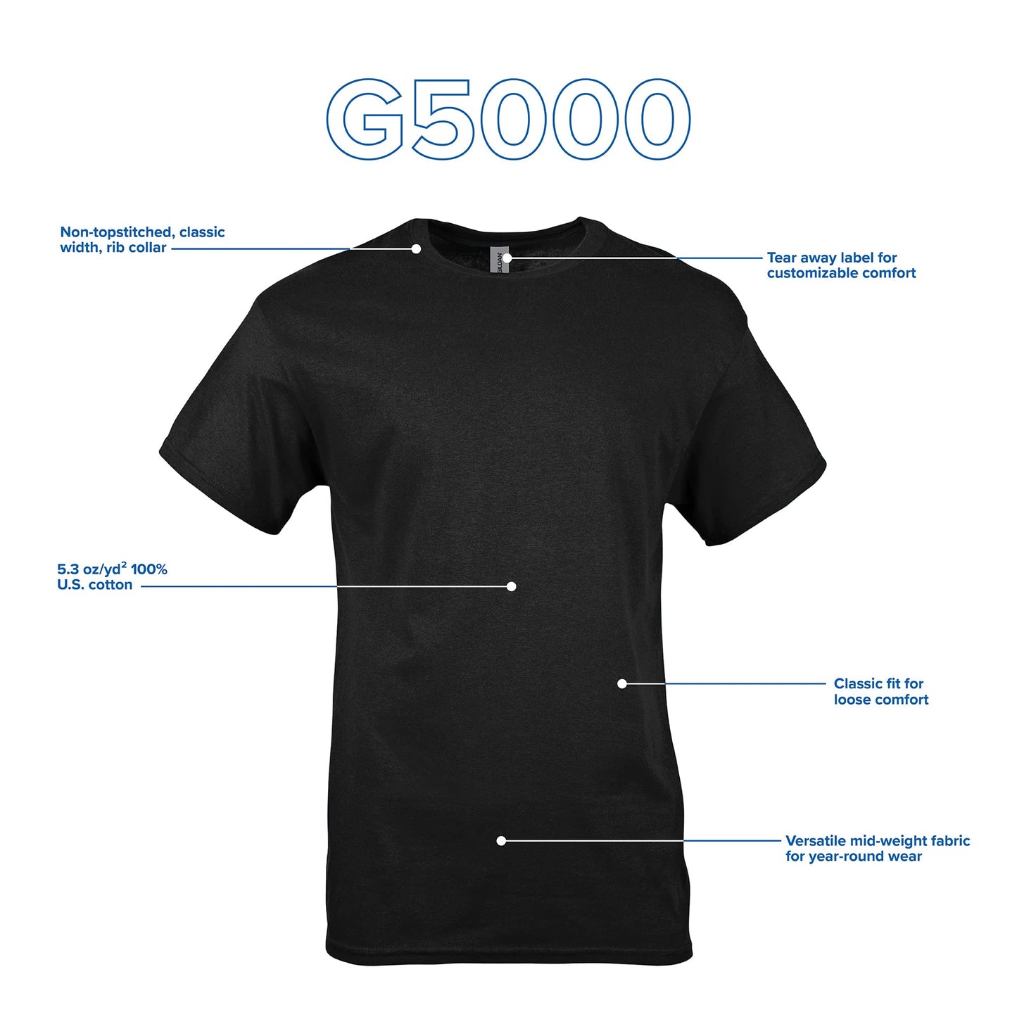 Optima Premium Heavy Cotton T-Shirt Pack - 10 Black Medium Tees