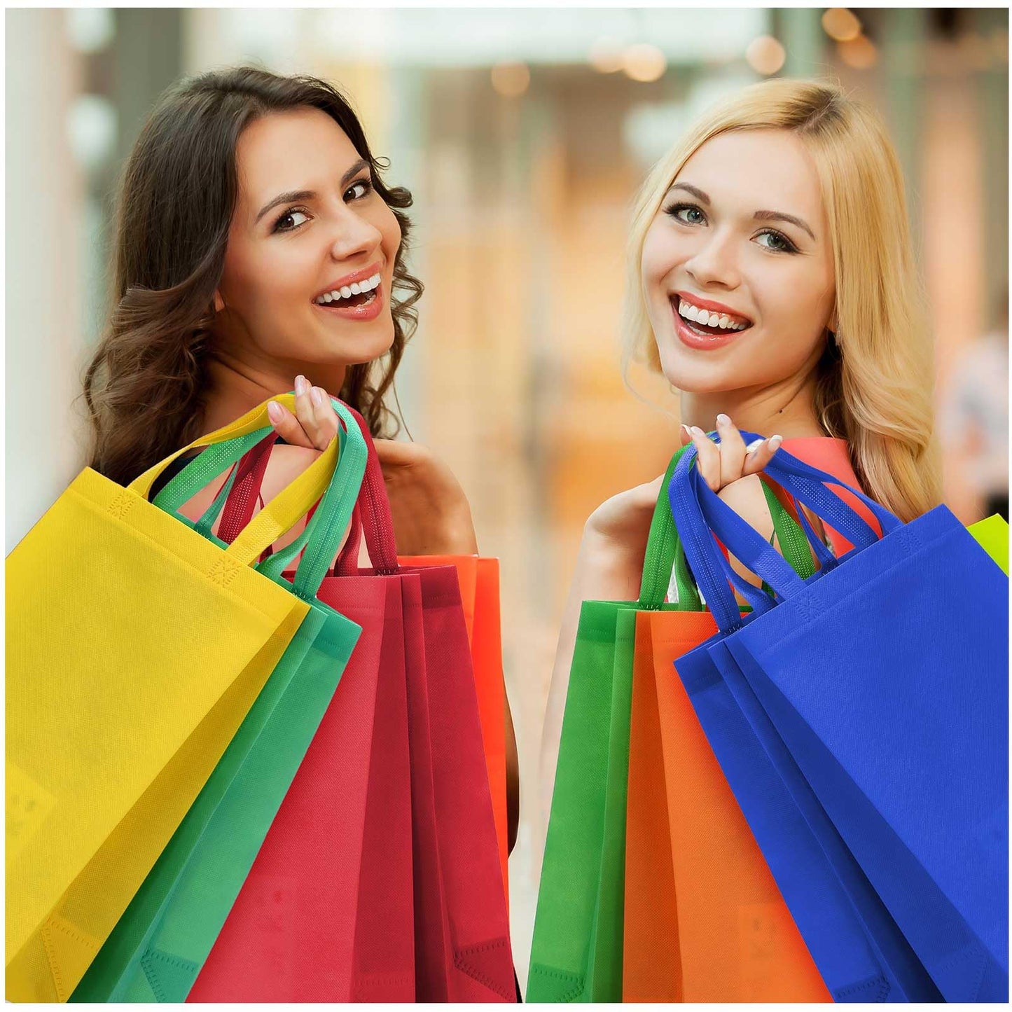 Optima Premium Reusable Tote Bags - 60 Pcs Fabric Gift Bags