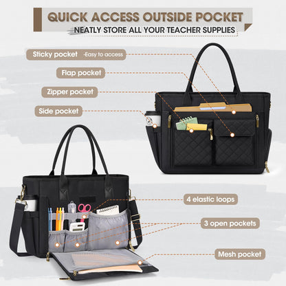 Optima Premium Teacher Tote Bag - 15.6" Laptop & Insulated Pocket