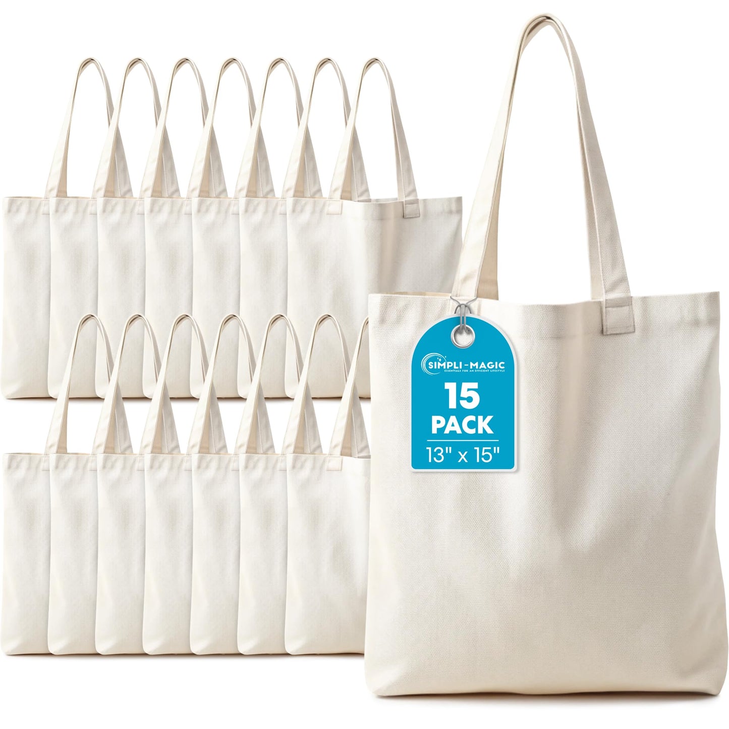 Optima Premium Canvas Tote Bag - 11" x 13", Pack of 15