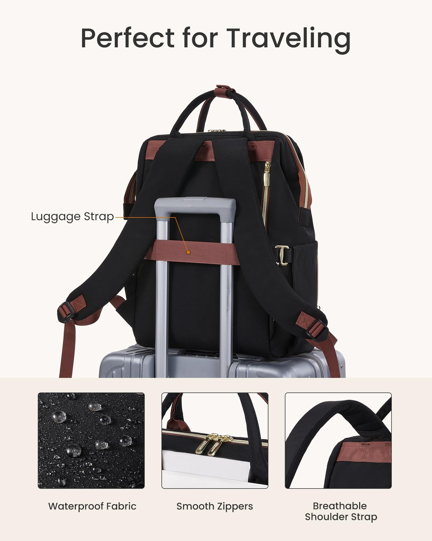 Optima Women's 15.6" Waterproof Laptop Backpack - Travel & Work Ready