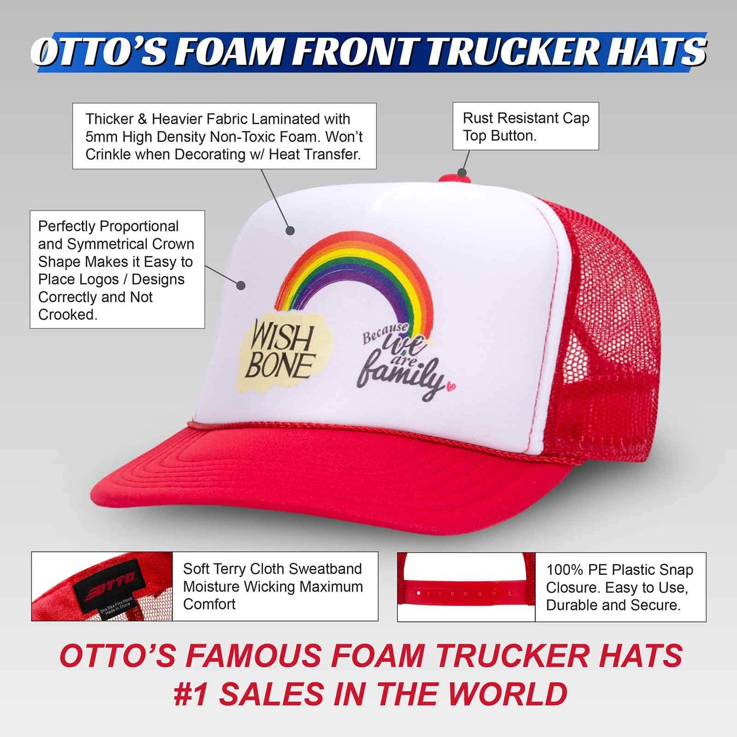 Optima Premium Mesh Back Trucker Hats - Black (12 Pack)